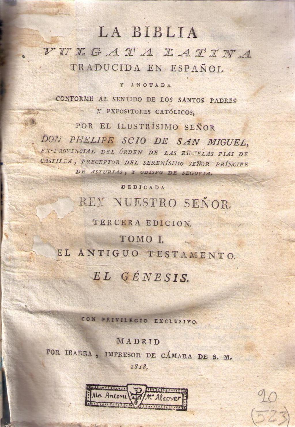 Coberta de La Biblia Vulgata Latina. Antic Testament (Tom I)